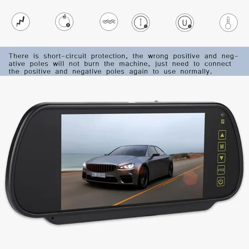 Miniatura 4 de Monitor de visión trasera de 7 pulgadas, pantalla de cámara de respaldo para automóvil con interfaces de video AV1 AV2 Amplio voltaje DC12V-24V