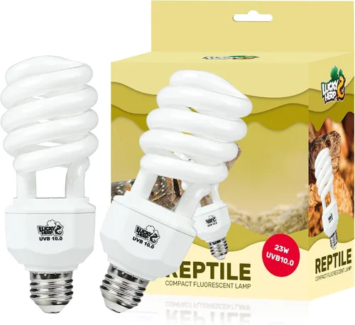 Miniatura 9 de LUCKY HERP Paquete de 2 luces UVA UVB para reptiles, 15 W 10.0 UVB para reptiles del desierto, lámpara fluorescente compacta de terrario, bombilla