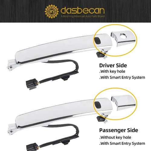 Miniatura 7 de Dasbecan 2 piezas de manija de puerta delantera exterior inteligente de entrada sin llave cromada compatible con Nissan Rogue 2010-2013, lado