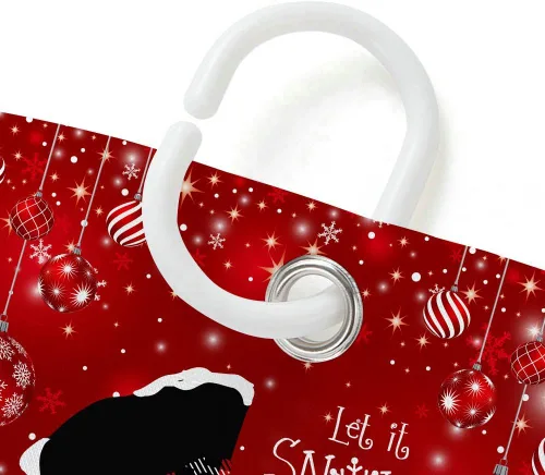 Miniatura 9 de Cortina de ducha de muñeco de nieve de Navidad, bola de Navidad roja, bonita cortina de ducha de muñeco de nieve de invierno, decoración navideña