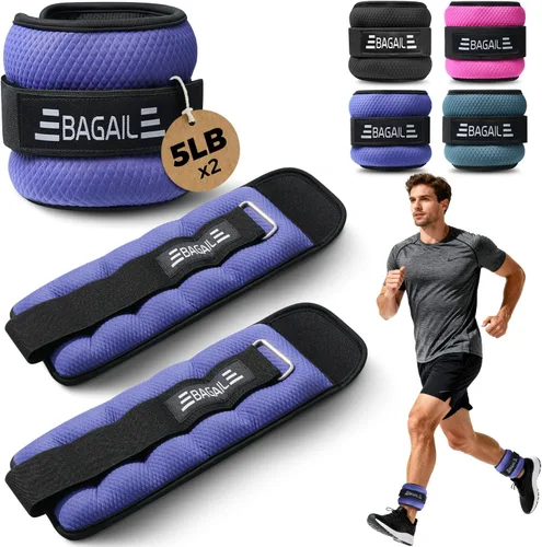 Miniatura 10 de BAGAIL Pesas de tobillo para mujeres y hombres, un par de pesas de 1/2/4/6/8/10 libras con diseño elegante y ajuste seguro para caminar, correr
