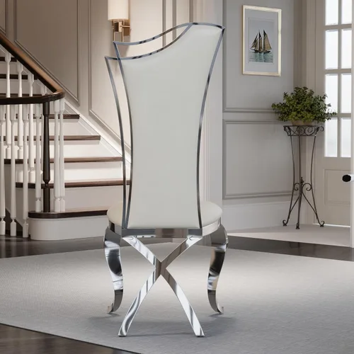 Miniatura 7 de ACEDÉCOR Juego de mesa de comedor para 4, mesa de comedor rectangular de 78 pulgadas con parte superior texturizada gris y base geométrica plateada