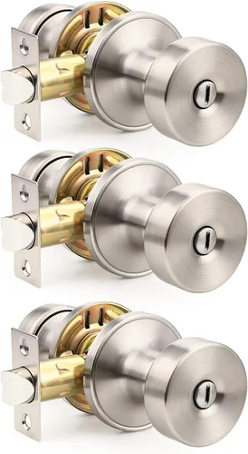Miniatura 15 de Orger Paquete de 1 pomo de puerta interior negro mate, perilla de puerta de privacidad reversible con cerradura, pomo redondo sin llave para baño