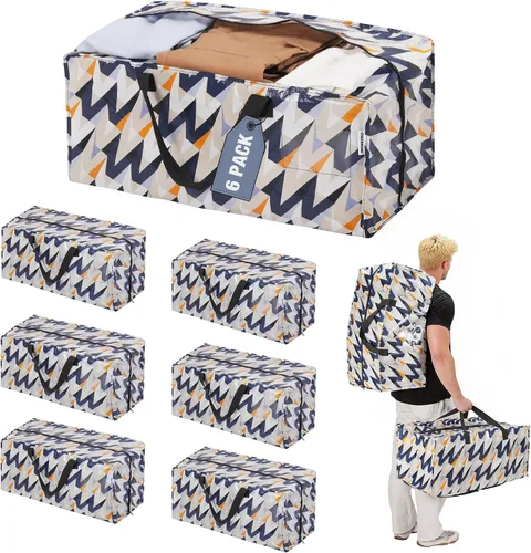 Miniatura 12 de WORKPRO 1 paquete de bolsas de mudanza extra grandes con cremalleras y asas de transporte, correas de mochila, bolsa de almacenamiento resistente