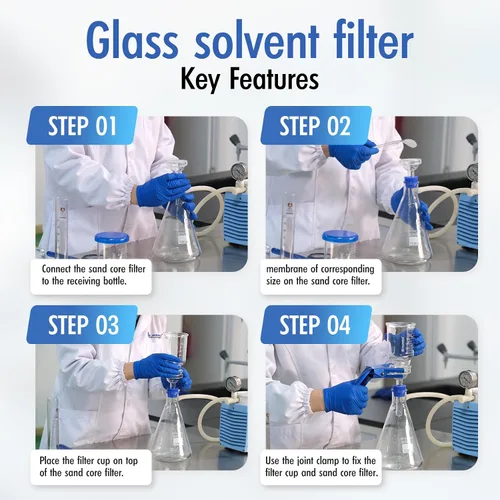 Miniatura 3 de Mecanismo de Laboratorio para Filtración al Vacío y Destilación, Kit de Filtro de Ensamblaje de Filtración al Vacío de Vidrio Borosilicato con Termo