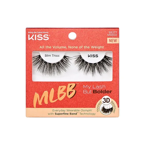 KISS My Lash But Bolder, pestañas postizas, 'Slim Thicc', 0.63 pulgadas, incluye 1 par, fácil de aplicar, racimos de pestañas reutilizables