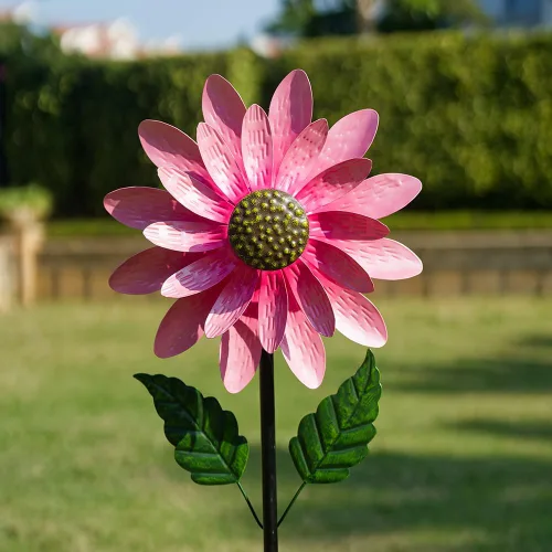 Miniatura 2 de Viveta Molinillo de viento para exteriores, escultura de viento decorativa con estaca resistente, molinetes rosas para patio y jardín