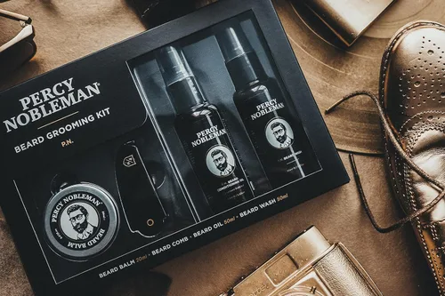 Miniatura 5 de Percy Nobleman Kit de aseo para barba: juego de regalo con aceite perfumado para barba (1.7 onzas líquidas), lavado de barba (1.7 onzas líquidas)