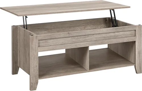 Miniatura 12 de Topeakmart Mesa auxiliar elevable con compartimento de almacenamiento oculto y estante abierto, mesa de cóctel de granja para sala de estar