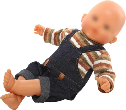 Miniatura 6 de Miunana Vestido de muñeca de bebé de 13 a 16 pulgadas con mochila de oso apto para muñeca de 13.8-17.7 in, vestido de una sola pieza, overol de oso
