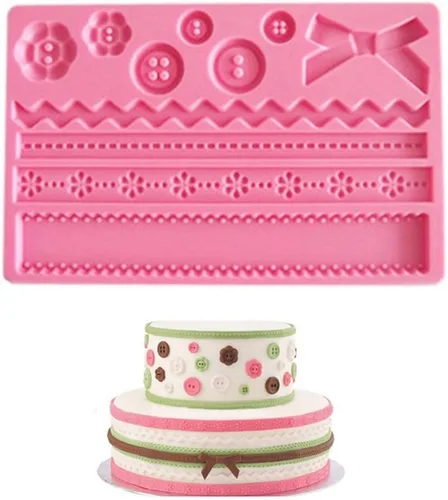 Botones de lazos de tela de cinta para bricolaje pastel fondant hornear galletas pasta de goma 3D chocolates caramelos duros postres gota pegamento