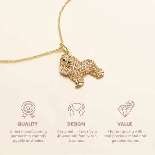 Miniatura 3 de SCAMPER & CO Collar con colgante de raza de perro para mujeres y niñas, con piedras preciosas auténticas y circonita cúbica, regalo de joyería