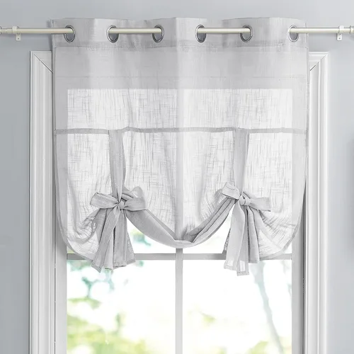 Miniatura 17 de Pony Dance Cortinas de ventana de baño, pantalla con lazo para dormitorio, filtro de luz, semitransparente, cortinas romanas elegantes para Blanco