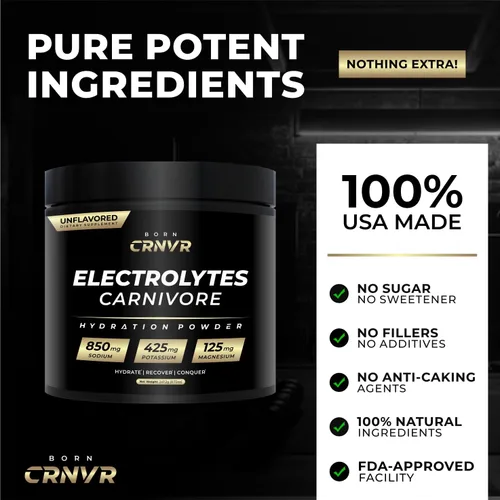 Miniatura 3 de Carnivore Electrolytes Powder – Alto en sodio (850 mg) sin sabor Cero azúcar, sin rellenos, reemplazo de electrolitos para Keto e hidratación