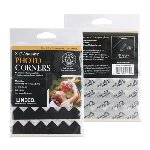 Miniatura 8 de Lineco Esquinas de fotos autoadhesivas, calidad de archivo, sensible a la presión sin ácidos, 0.5 pulgadas, útil para montaje de álbumes de recortes