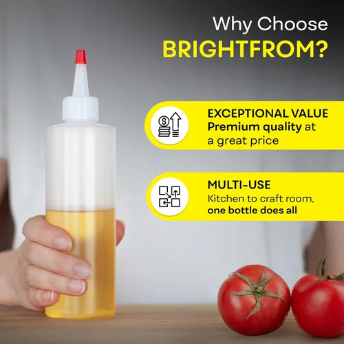 Miniatura 6 de BRIGHTFROM Botellas exprimibles para condimentos, 8 onzas, tapa superior roja, a prueba de fugas, para salsa de tomate, mostaza, jarabe, salsas