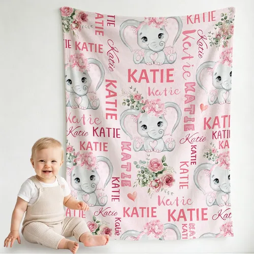 Miniatura 18 de Pindola Manta con nombre personalizado para bebés, adultos, niñas, niños, mujeres y hombres, diseño de manta con monograma personalizada, regalos