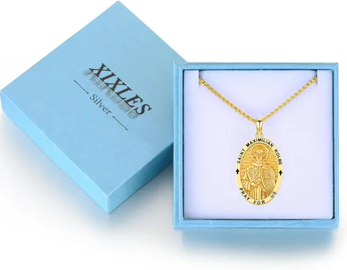 Miniatura 283 de Collar con colgante de plata de ley 925 con medalla de San Patrón, joyería religiosa para hombres y mujeres, con cadena de acero inoxidable 316L