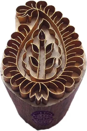 Miniatura 46 de Sello de Arcilla de Madera con Patrón de Loto de Latón para Impresión Rural BSCtag001
