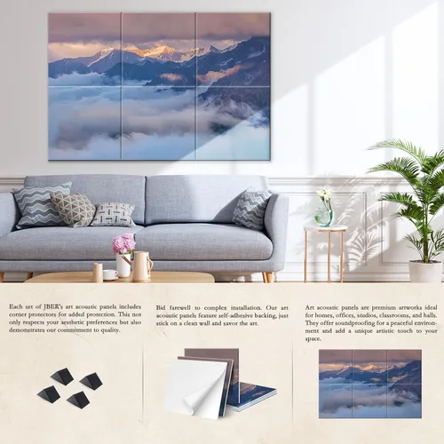 Miniatura 4 de JBER Paquete de 6 paneles acústicos artísticos, paneles de pared insonorizados de 72 x 48 pulgadas, paneles de pared autoadhesivos grandes, paneles