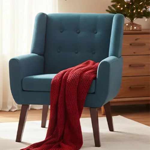 Miniatura 13 de HUIMO Silla de Acento para Sala de Estar, Sillón Tapizado con Botones Capitoné, Sillas de Sofá de Tela de Lino para Dormitorio, Sala de Estar, Silla