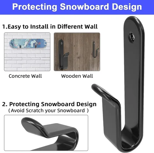 Miniatura 3 de Horizontal Snowboard Wall Mount Clips Snowboard Wall Rack Snowboard Mount Storage Snowboard Display Wall Mount for Room, Garage