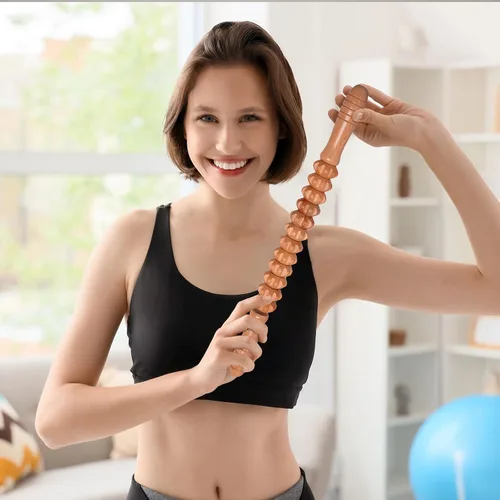 Miniatura 7 de Rodillo de madera para masaje muscular para atletas, alivio del dolor muscular, masajeador de celulitis, rodillo de fascia para terapia física