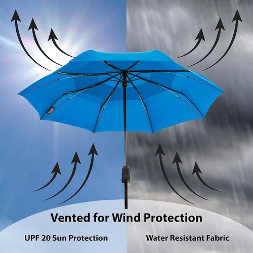 Miniatura 4 de ShedRain Vortex - Paraguas de viaje plegable automático compacto y resistente al viento, con botón para abrir y cerrar, con ventilación para lluvia