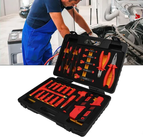 Miniatura 4 de Juego de 26 piezas de enchufes aislados de 1000 V con trinquete de accionamiento de 3/8 pulgadas y brocas de precisión para mantenimiento eléctrico