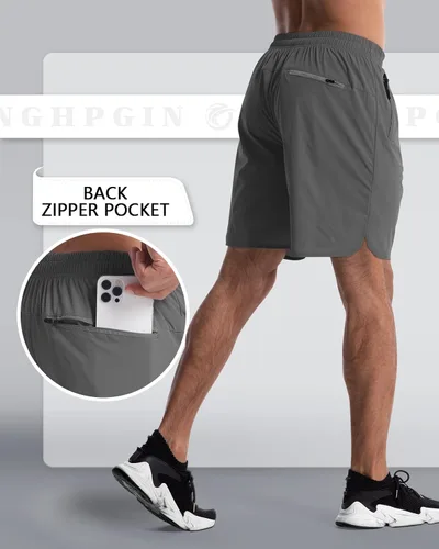 Miniatura 2 de CANGHPGIN Paquete de 2 pantalones cortos deportivos de entrenamiento para hombre, entrepierna de 7 pulgadas, pantalones cortos de senderismo