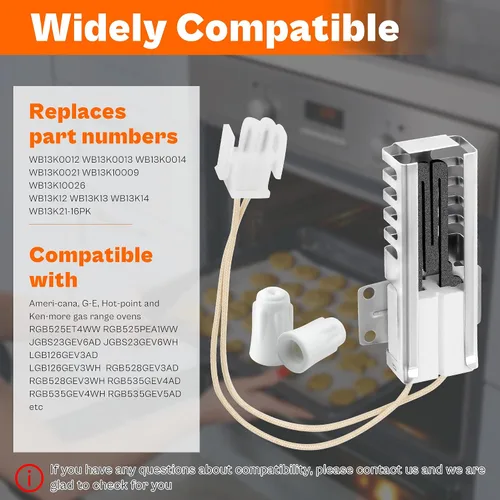 Miniatura 3 de Reemplazo del encendedor de horno WB13K21 para G-E (JGB, JGS, AGB, PGB910 Series) - Reemplazar WB13K0021, WB13T10045, WB13K10026-Fit