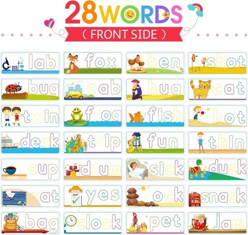 Miniatura 5 de KMUYSL Juguetes de aprendizaje para niños y niñas de 3, 4, 5, 6 años, ver y deletrear CVC, constructores de palabras con tarjetas del alfabeto