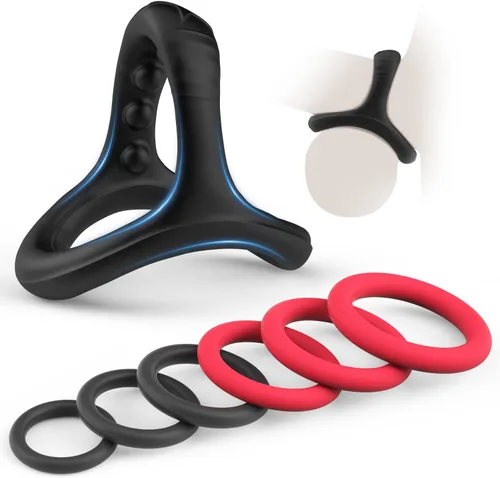 Canrok Juego de Anillos de Silicona para Pene/Verga con 7 Tamaños Diferentes para Mejorar la Errección, Juguetes Sexuales para Adultos de Larga Rojo