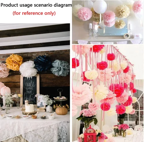 Miniatura 5 de We Moment Pompones de papel de seda morado y rosa para decoración de fiesta de niñas en el techo, para colgar en la pared, 12 pompones de seda de 4