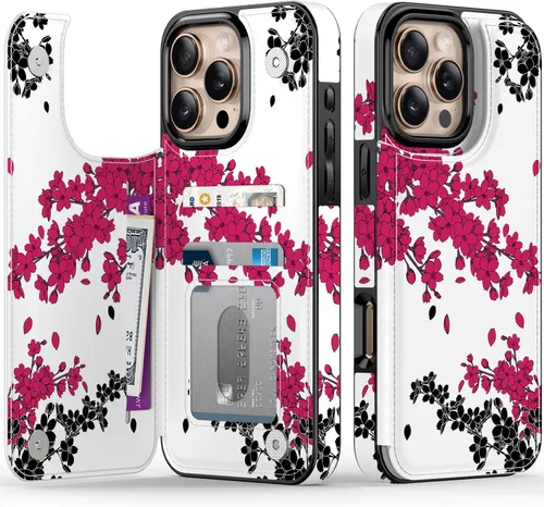 Miniatura 116 de FUNMIKO Funda tipo cartera para iPhone 13 con tarjetero, bloqueo RFID, protección de grado militar y obras de arte impresas con rayos UV, cierre