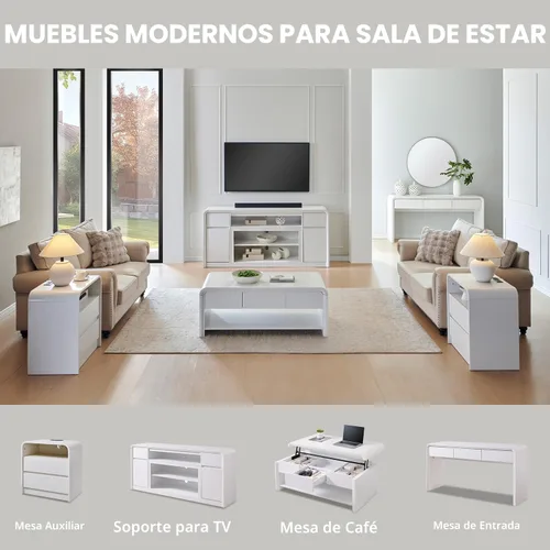 Miniatura 7 de Moderno soporte de TV con chimenea LED eléctrica de 36 pulgadas para televisores de 80 pulgadas, centro de entretenimiento de 32 pulgadas de alto