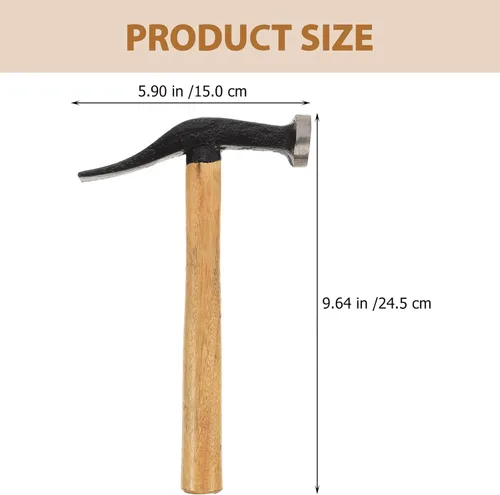 Miniatura 7 de Martillo de reparación de zapatos, herramienta de artesanía de cuero con mango de madera, mazo de zapatero de bricolaje para zapatos de tachuela
