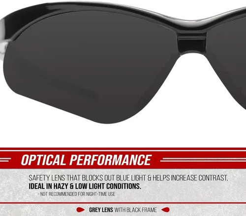 Miniatura 3 de Glove Station Optic Max Safety Glasses for Men & Women, Scratch-Resistant Eye Protection for, Hunting & Construction Gris