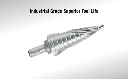 Miniatura 3 de Broca escalonada industrial HSS 3/16" a 1" con vástago de 3/8", flauta espiral doble con tamaño de 14 pasos