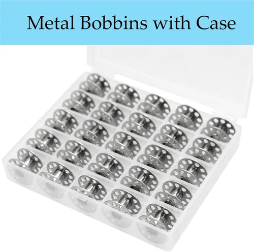 Miniatura 5 de YEQIN 25 bobinas de metal para máquina de coser con caja de almacenamiento, bobinas universales de clase 15 en estuche compatibles con Brother