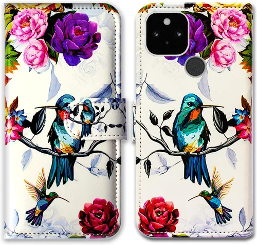 Miniatura 11 de Bcov Funda para Pixel 5a 5G, diseño de pájaro negro y verde con tapa para teléfono, con ranura para tarjetas, soporte para Google Pixel 5a 5G 2021