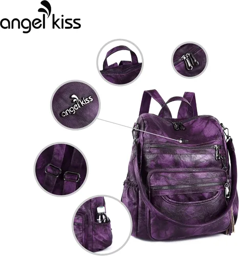 Miniatura 51 de Bolsos mochila monedero de piel sintética para mujer, bolsas con zíper, mochilas de hombro casuales