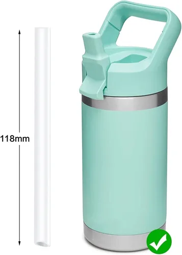 Miniatura 3 de CampTek Pajitas de repuesto compatibles con YETI Rambler Jr. botella de agua para niños de 12 onzas, incluye 5 popotes sin BPA y 1 cepillo