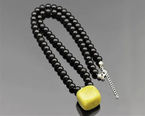 Miniatura 65 de Colgante de turmalina cruda natural, Collar de cuentas de ónix negro genuino, Collar de piedra negra, Collar de piedras preciosas, Cuentas de 0.315
