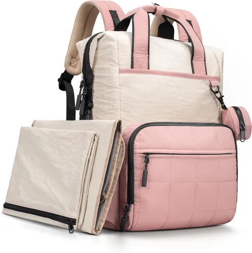 Miniatura 11 de VONAL Mochila para pañales, bolsas ligeras para pañales para bebé, bolsa de pañales grande de viaje con cambiador, mochila de pañales negra