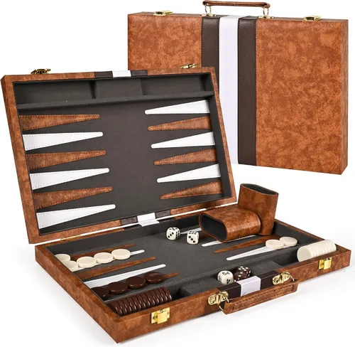 Miniatura 9 de ropoda Juego de mesa Backgammon (11 pulgadas) para adultos y niños, juego de estrategia de tablero clásico, juego de backgammon portátil y de viaje