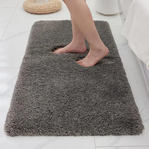 Miniatura 28 de Alfombras de baño antideslizantes, lavables, ultra gruesas, suaves, de microfibra absorbente, de látex de espuma de alta densidad, con respaldo Beige
