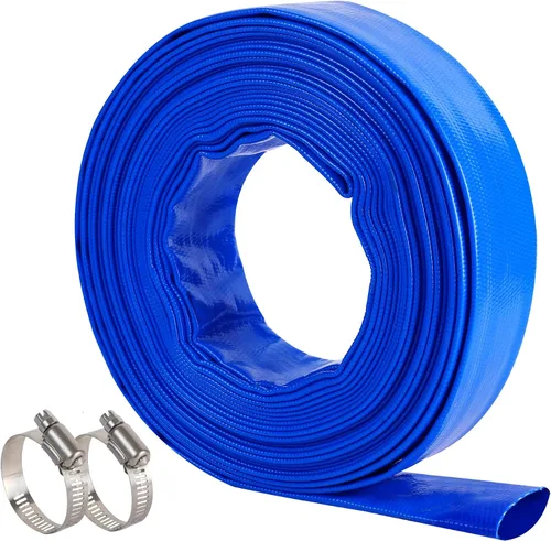Miniatura 14 de Manguera de retrolavado de piscina de 1-1/2 pulgadas x 50 pies, manguera de descarga de agua plana de PVC reforzado de alta resistencia negra