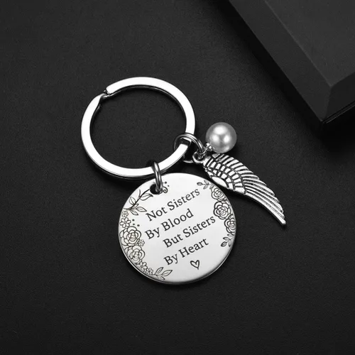 Miniatura 4 de Llavero de amistad con texto en inglés Not Sisters by Blood but Sisters, para mujeres, adolescentes, niñas, regalos para mejores amigas, cumpleaños