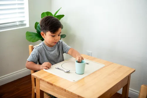 Miniatura 5 de CHAMOS Manteles individuales de silicona para niños pequeños y niños, mantel individual Montessori, antideslizante (salvia y beige)